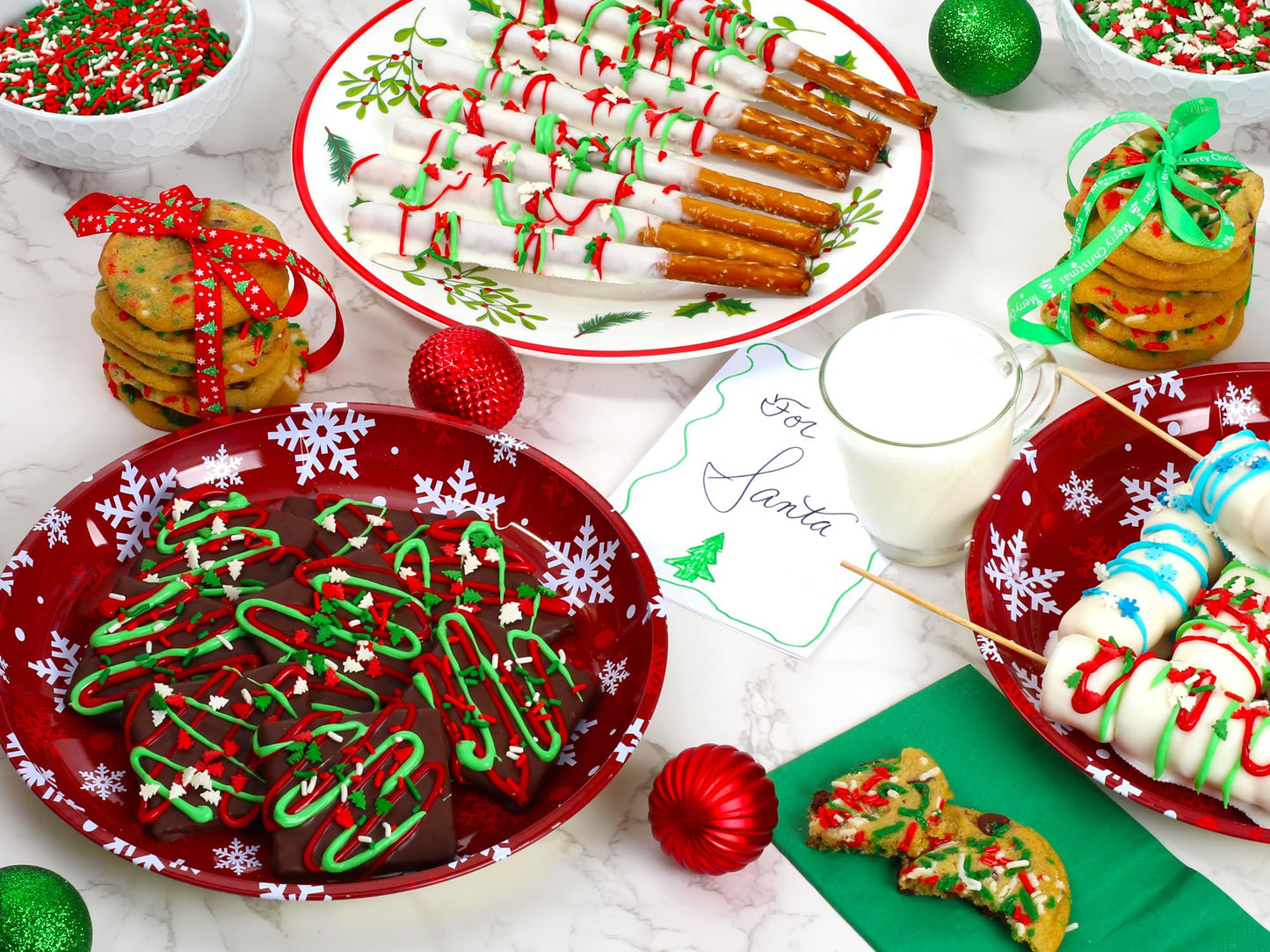 Christmas Sprinkles Bulk - 2.2 LB - Xmas Tree Jimmies - Red, Green & White Confetti for Dessert Decorating - Holiday Baking Topp