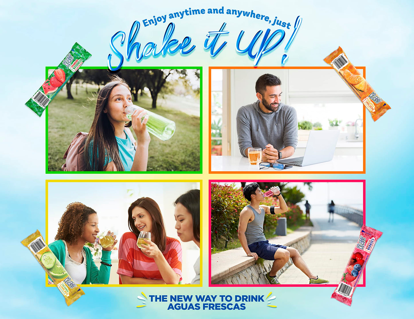 Drink Mix Hibiscus Berries | Klass Aguas Frescas | Sugar Free! (Pack of 4, 40 Count Powder Stick Packs) Shake it up! The new way