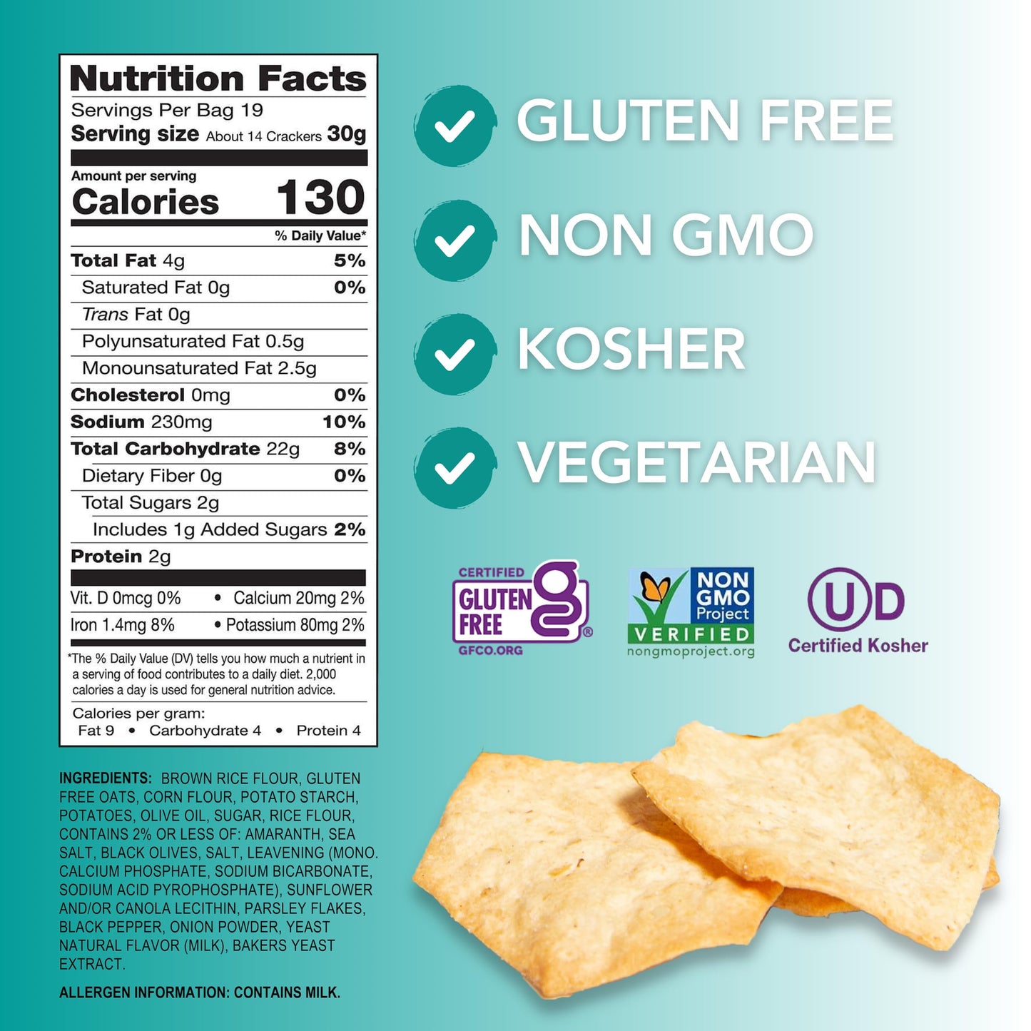 Miltons Gluten Free  ers, Crispy Sea Salt, Non-GMO, Kosher, 20 Oz, Pack of 2