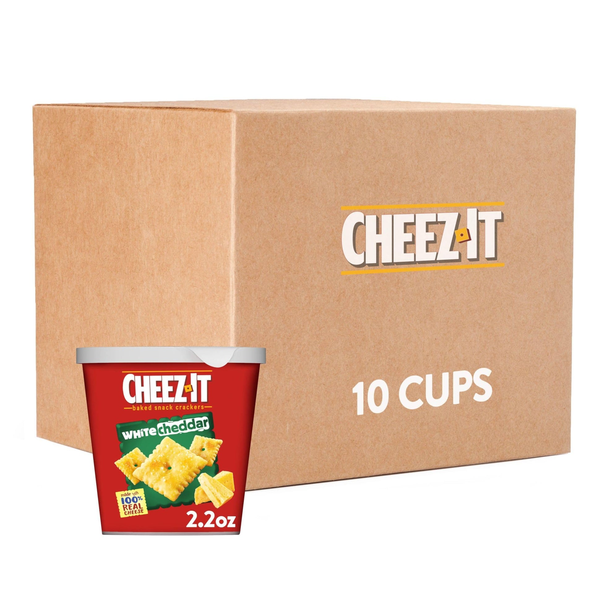 Cheez-It Cheese Crackers, Baked Snack Crackers, Lunch Snacks, White Cheddar (10 Cups)