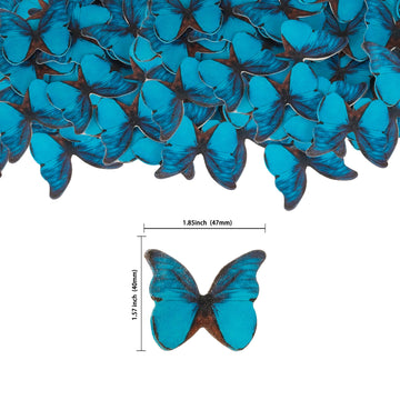 Gyufise 48Pcs Edible Butterfly Cake Decorations - Wafer Paper Butterflies & Cupcake Toppers - Blue