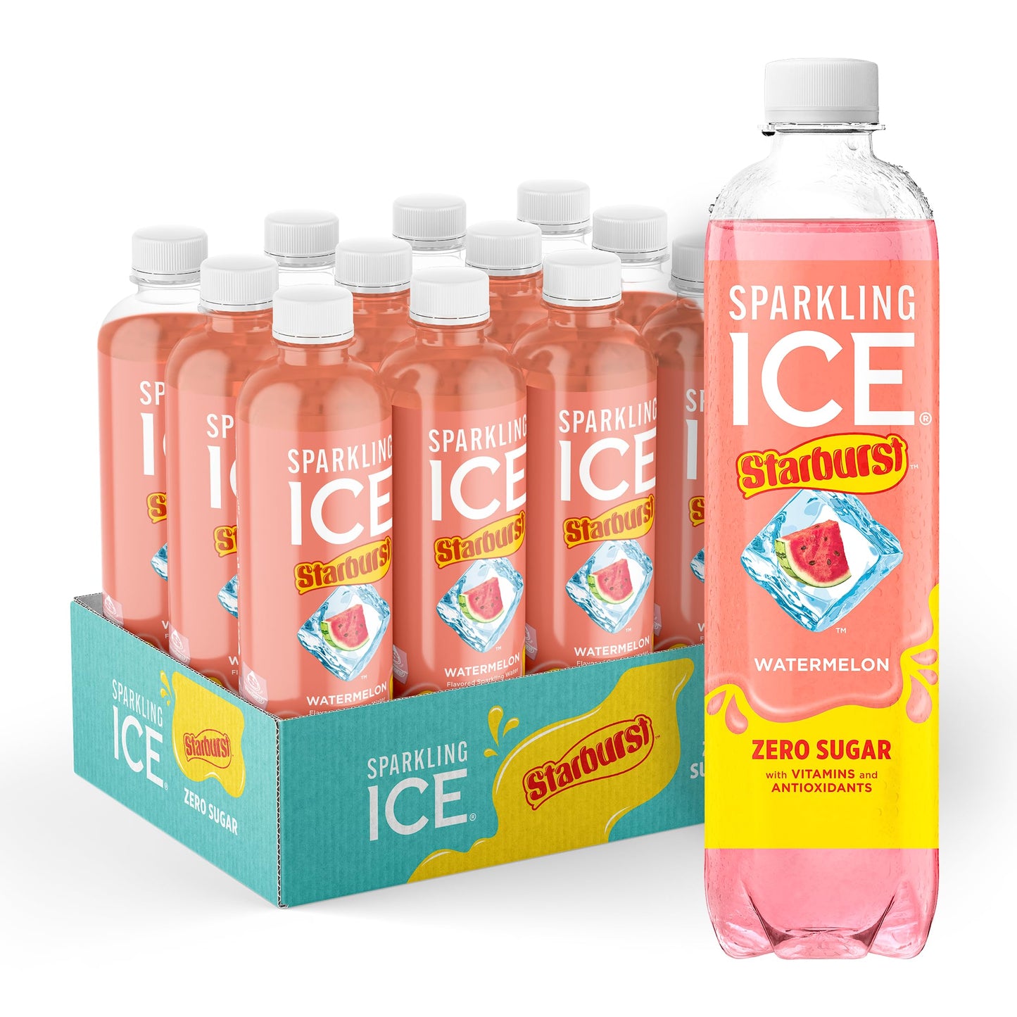 Sparkling Ice Watermelon Flavored Sparkling Water, Zero Sugar, 17 fl oz Bottles, Pack of 12