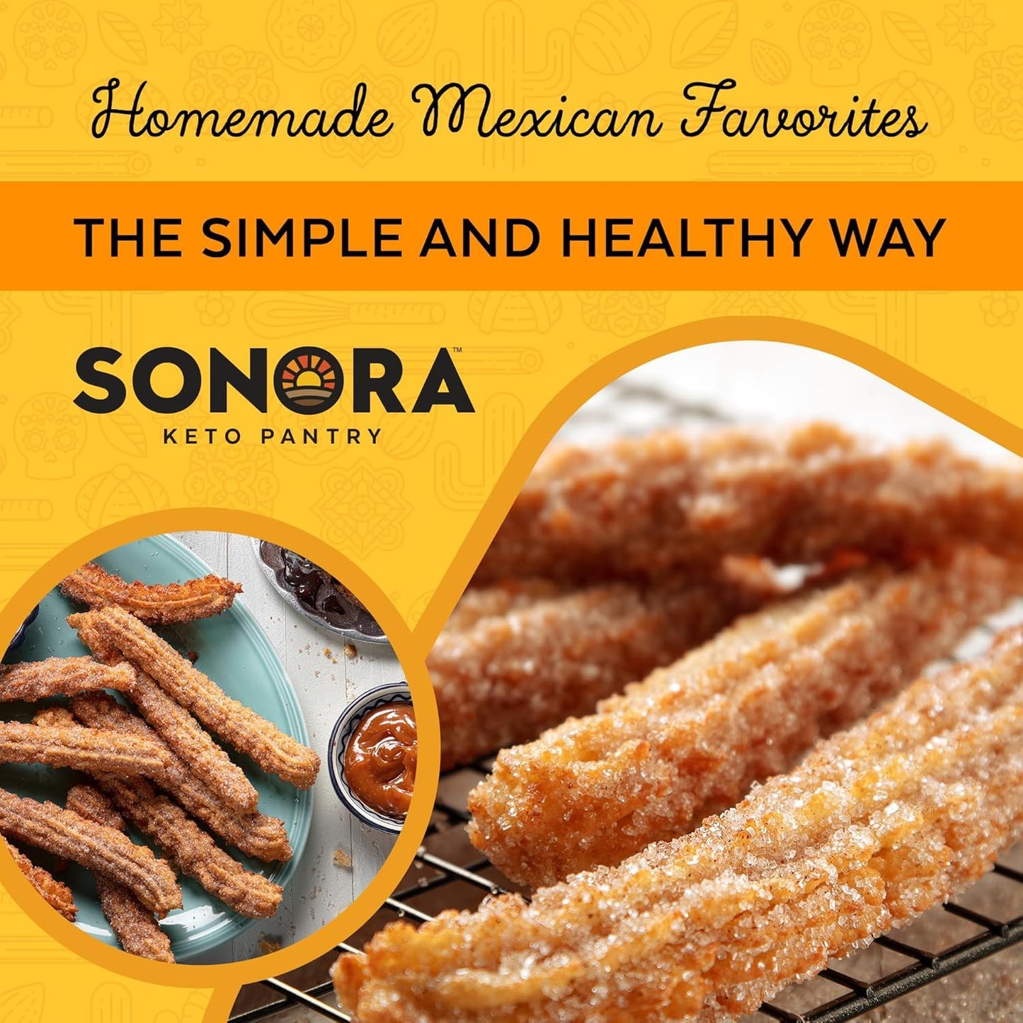 Sonora Churros Mexicanos Keto Friendly Dessert Mix | Churro Mix Kit With Piping Bag And Tip | Low Carb Almond Flour For Baking K