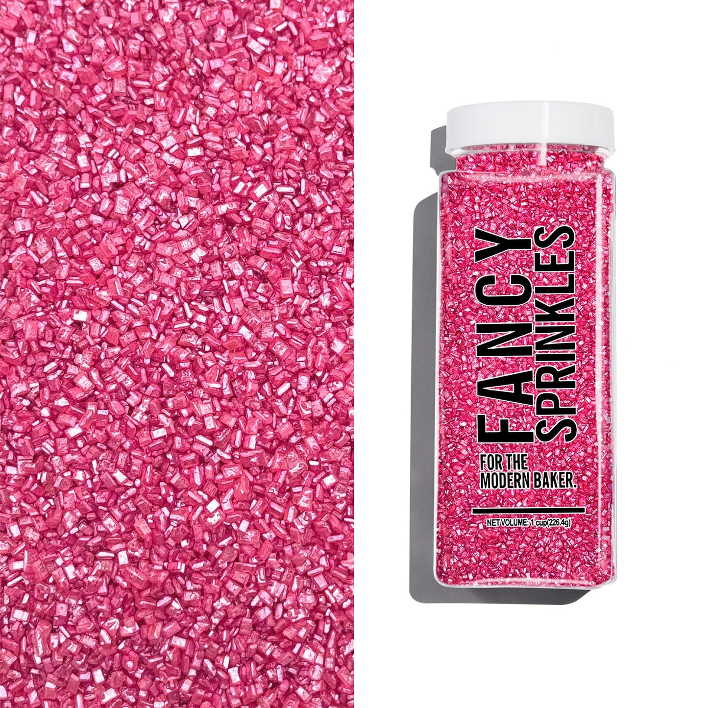 Fancy Sprinkles Tourmaline Pink Fancy Sugar Pearlescent, Sparkly Sugar Crystals (8 OZ)