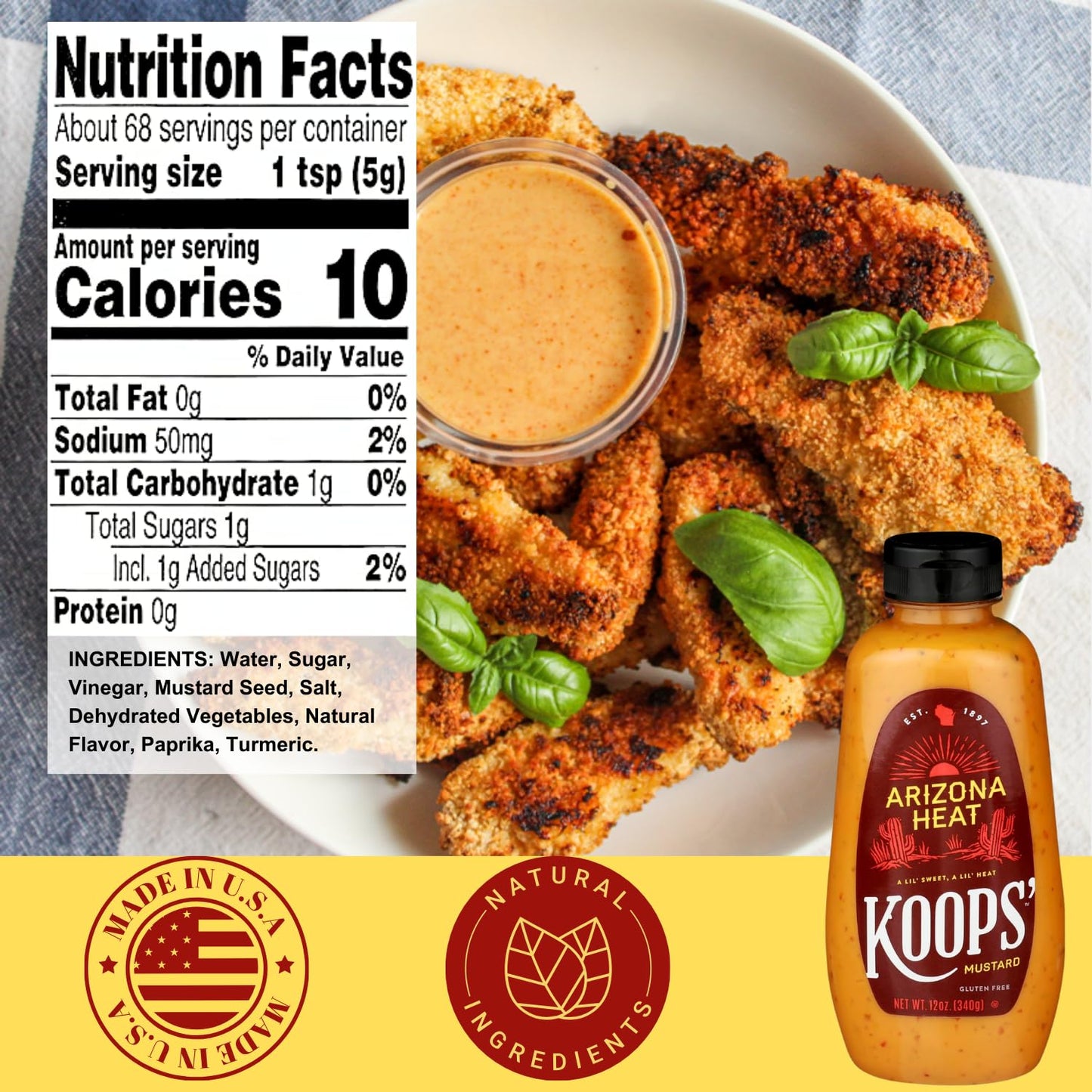 Koops' Fan Favorites Mustard Variety Pack - Horseradish, Arizona Heat, Honey Mustard, & Stone Ground - Gluten-Free, Kosher, Made