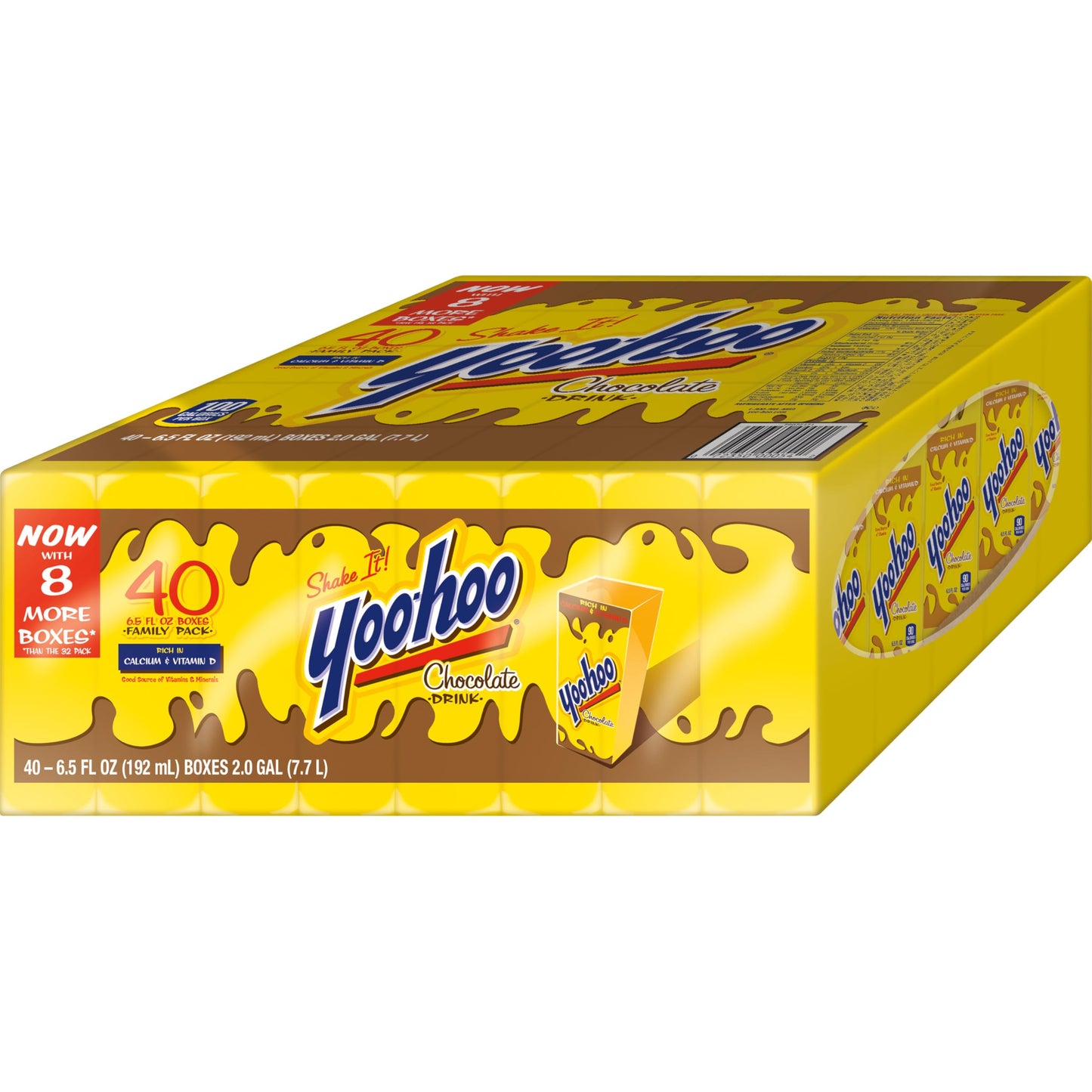 Yoo-hoo Chocolate Flavored Drink  6.5 fl oz Boxes 40 Pack  Ready to Drink  Caffeine-Free  99% Fat-Free  High in Calcium & Vitamin D