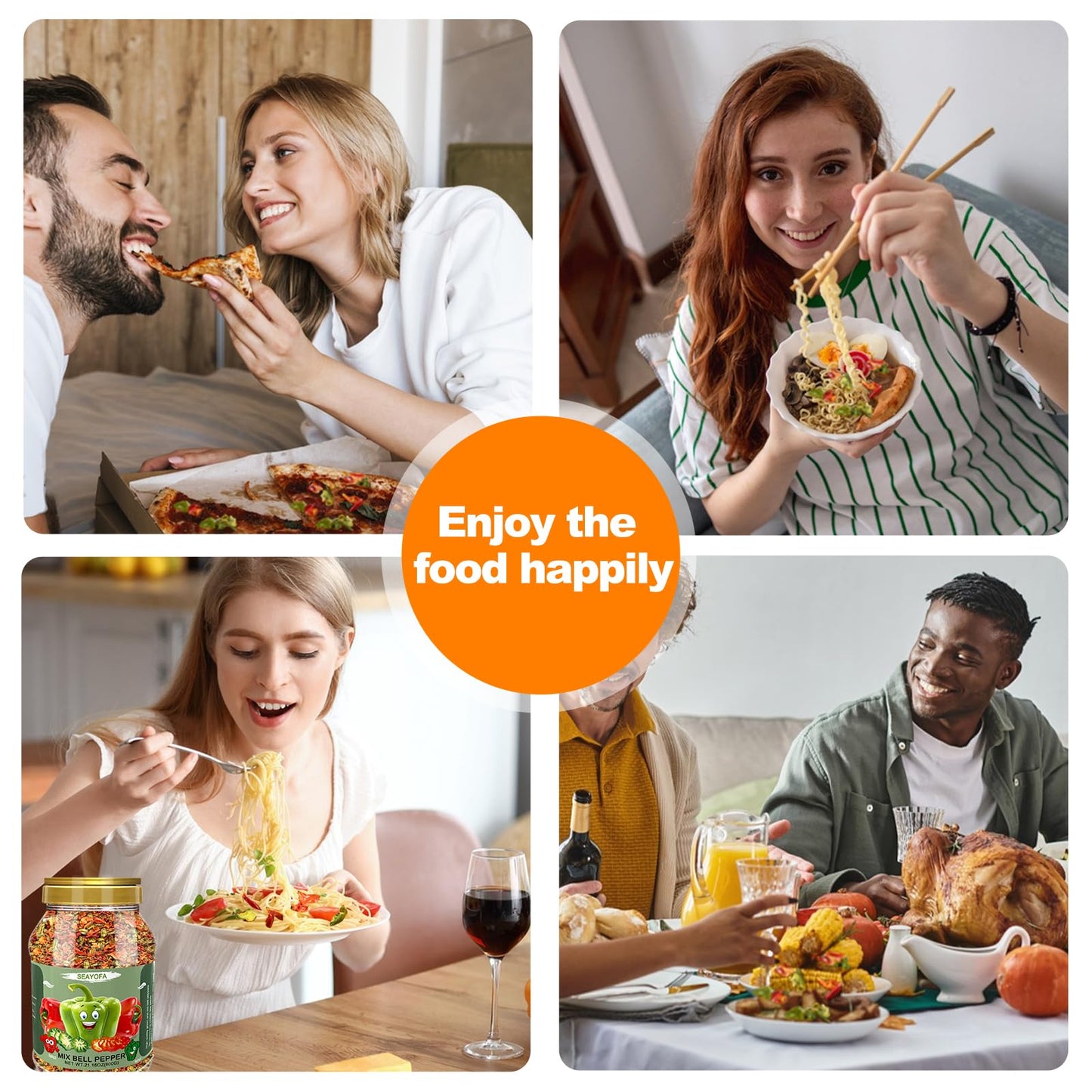 21Oz Dried Bell Peppers Mix, Natural Dehydrated Red & Green Bell Pepper Flakes, Perfect Toppings For Ramen, Vegetables Soup, Ste