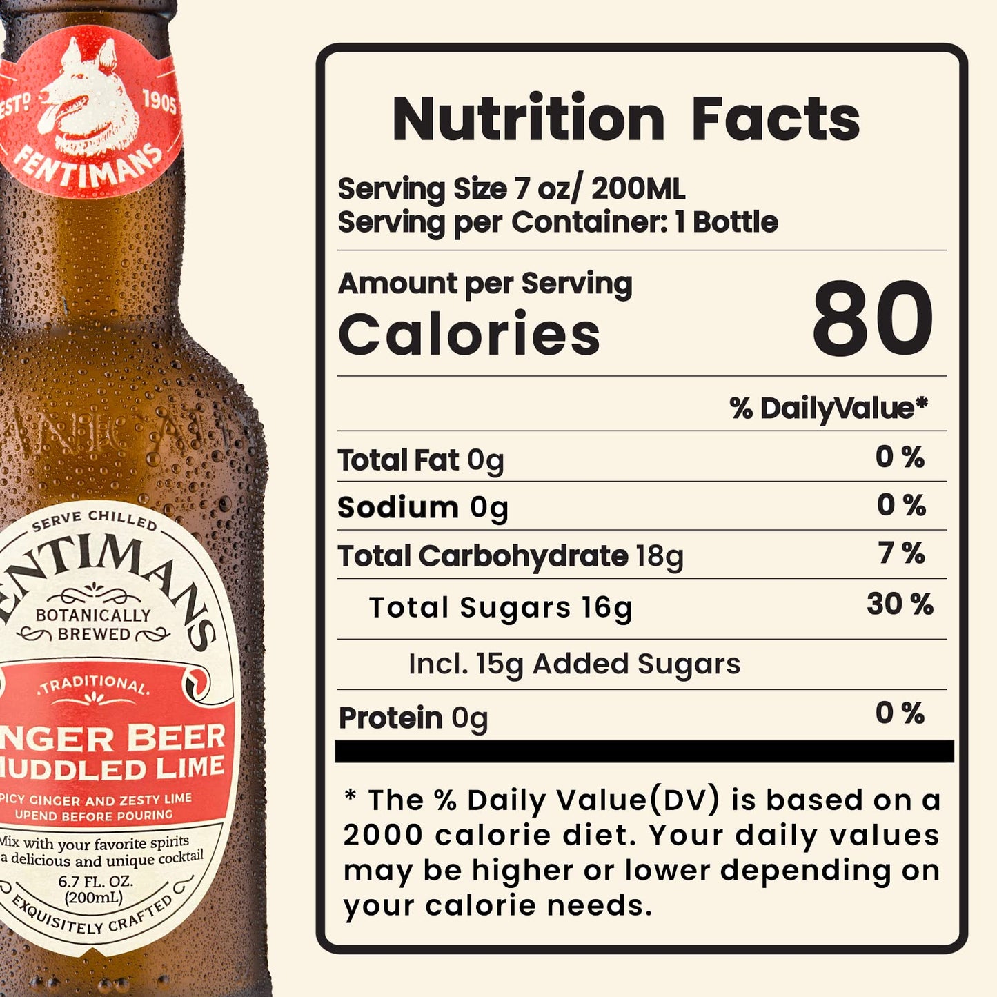 Fentimans Sparkling Ginger malt-inspired Non-  ic Mixer, 6.7 Fl Oz (4 Pack)