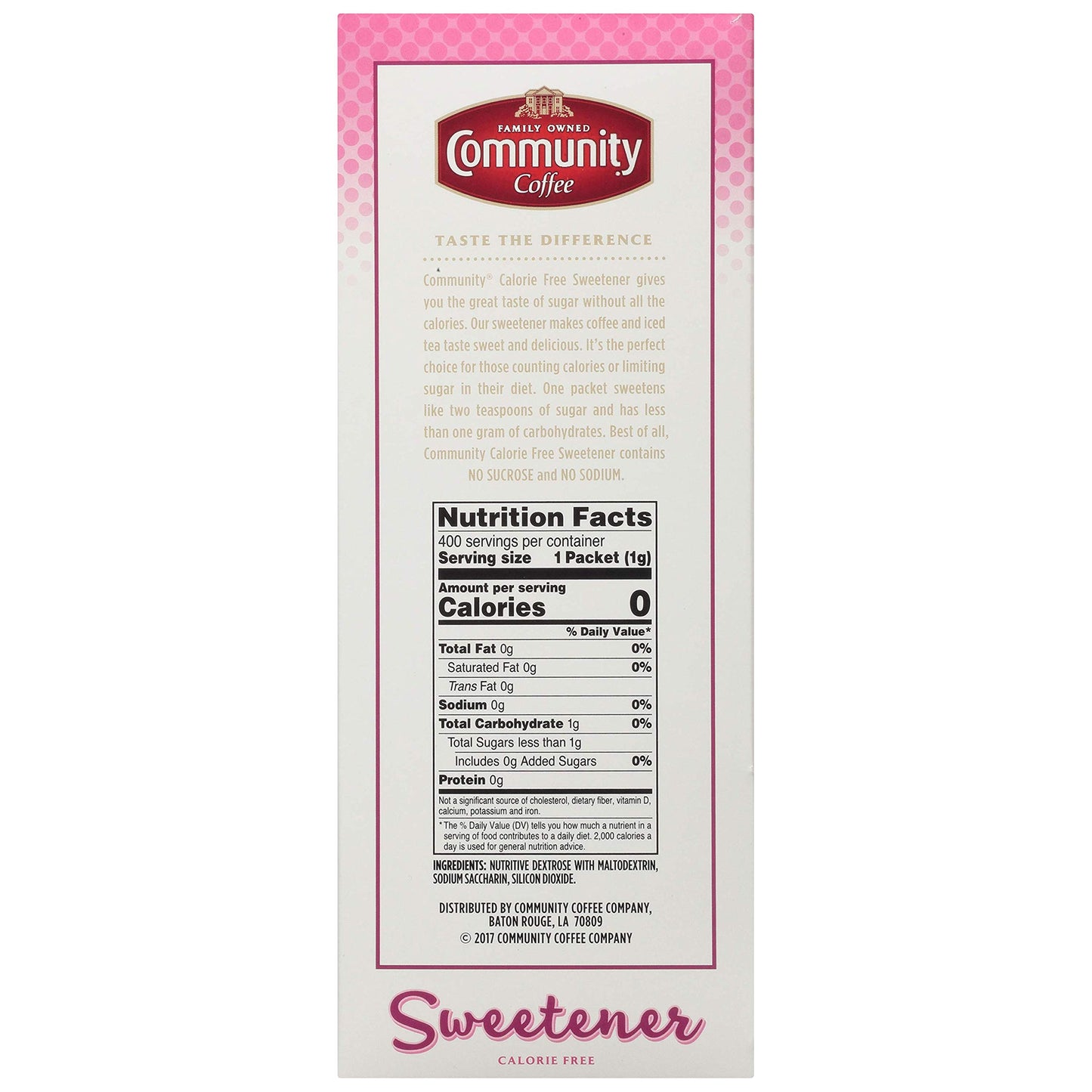 Community Coffee Pink Sweetener Packets  1600 Count  400 Count (Pack of 4)