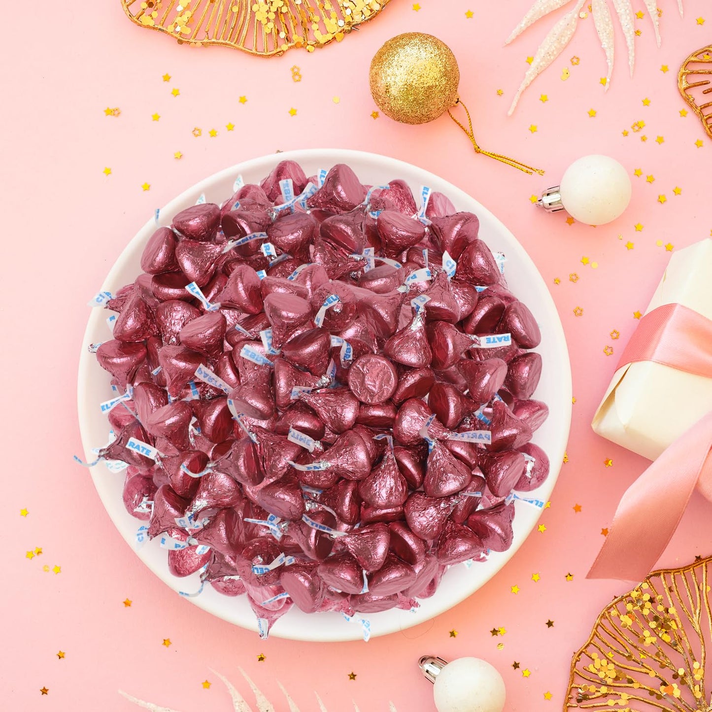 Milk Chocolate Candy In Pink Foil - 1 Pound Bag (Approx. 100 Pieces)  Individually Wrapped Chocolates Pink Candies for Baby Showers  Weddings  Gender Reveals & Party Buffets