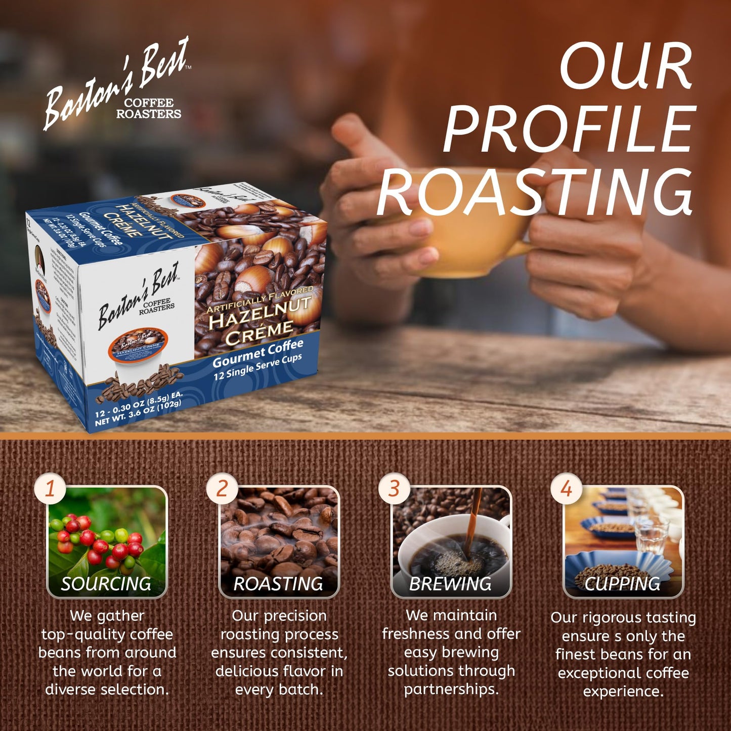 Bostons Best Hazelnut Creme Medium Roast Coffee, Compatible with Keurig, 12 Single Serve Cups