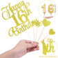 HOGRTi 16th Birthday Cake Decorations Set, Gold Series, Includes Cake Candles and Toppers for Birthday Party