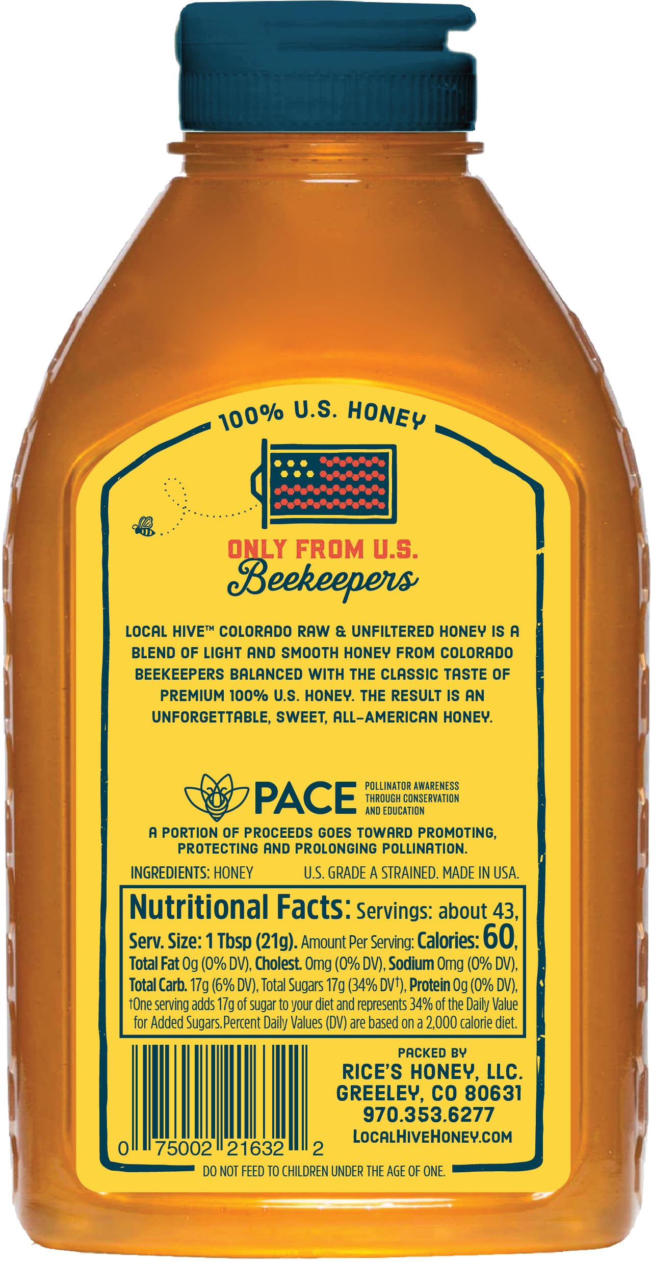 Local Hive Colorado Raw Unfiltered Honey 32Oz. 100% Us Honey Sourced From American Bees And Beekeepers.