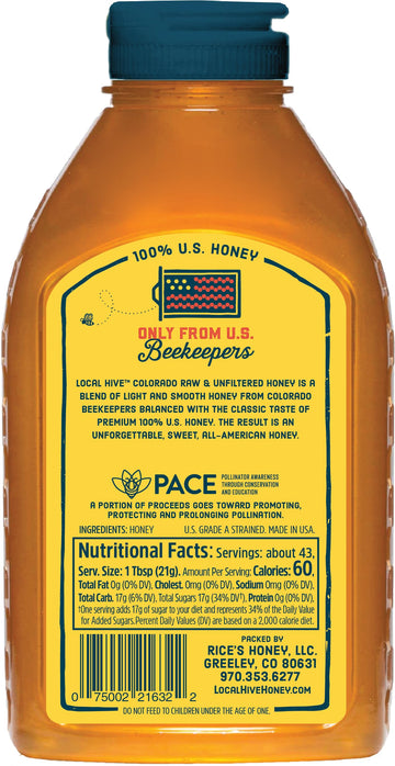 Local Hive Colorado Raw Unfiltered Honey 32Oz. 100% Us Honey Sourced From American Bees And Beekeepers.