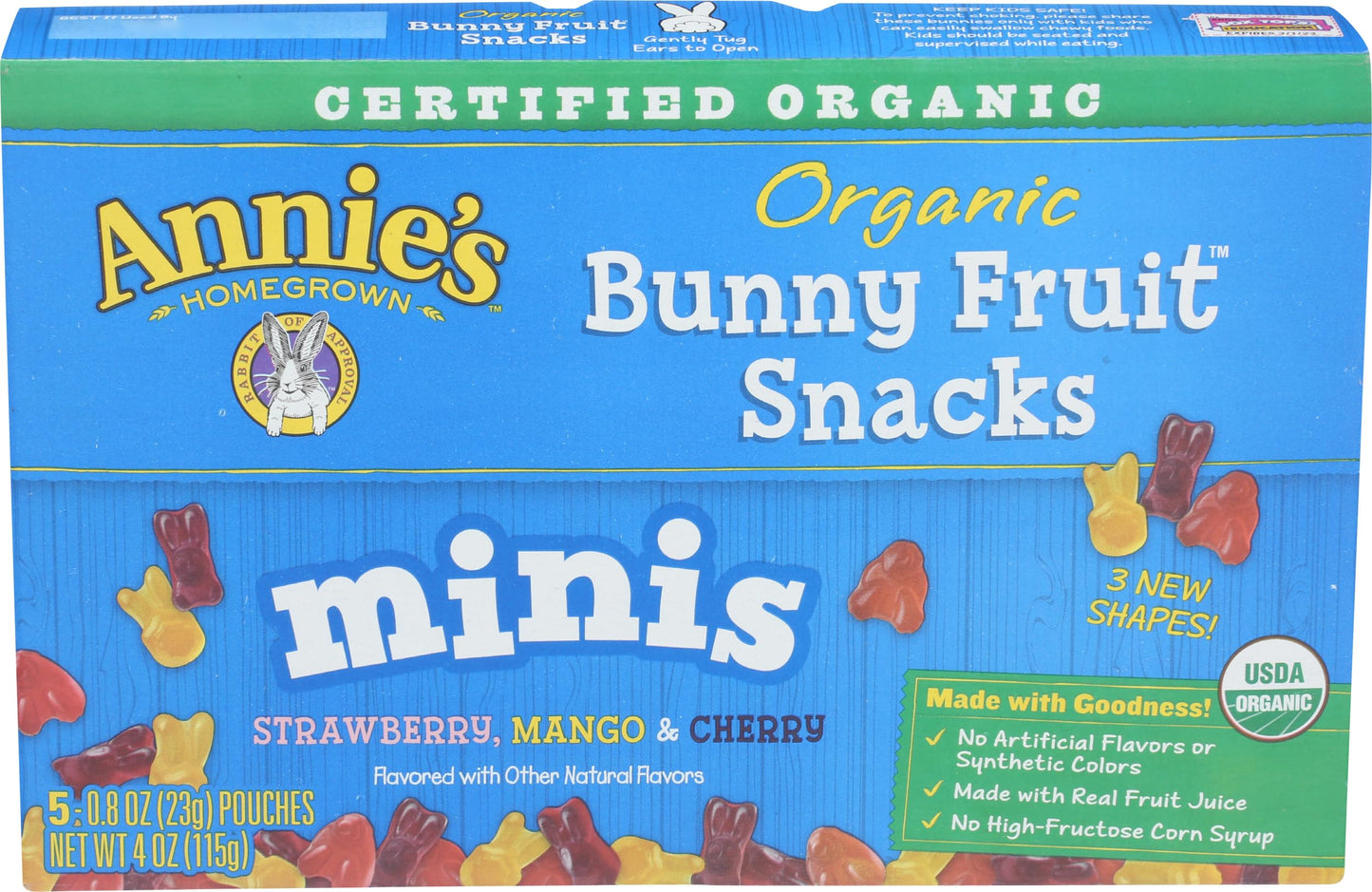 Annie'S Homegrown Organic Mini Bunny Fruit Snack 5 Count, 4 Oz