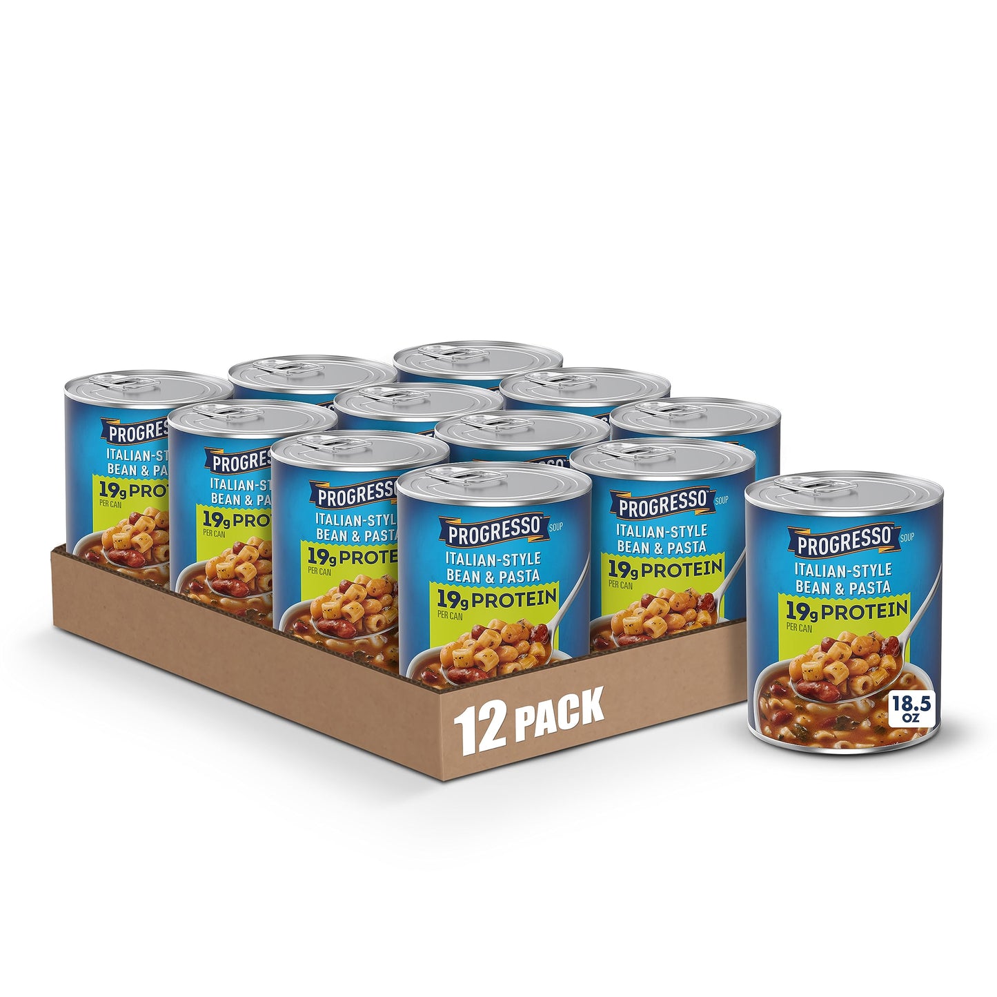 Progresso Italian-Style Bean and Pasta Protein Soup  Vegetarian  18.5 oz (Pack of 12)