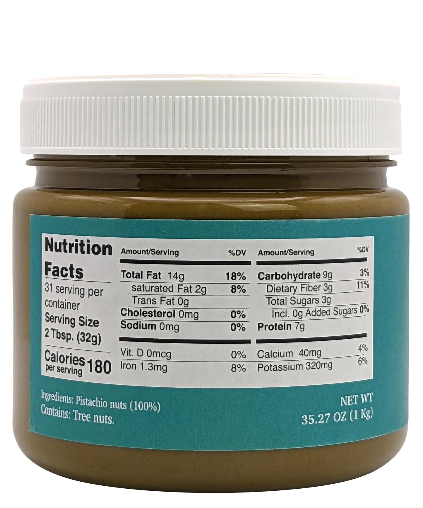 Nutural World - Smooth Pistachio Butter 35 Oz (1Kg) / 100% Pure Single Ingredient - Great Taste Award Winner