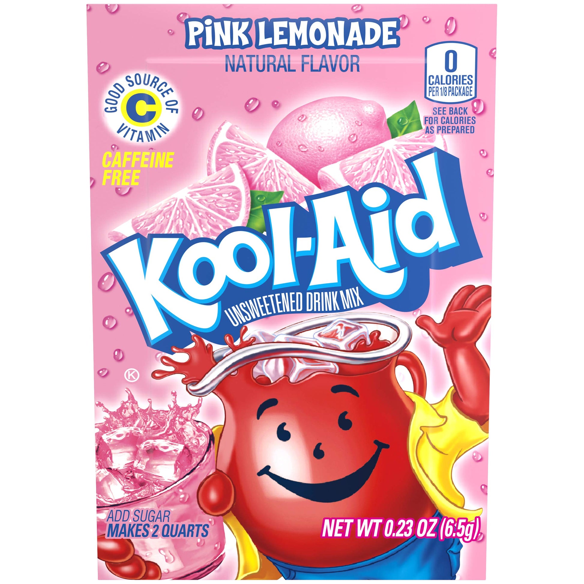 Kool-Aid Pink Lemonade Powdered Drink Mix, Unsweetened, Caffeine Free, 0.23 Ounce (Pack of 96)