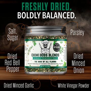 Chimi Boss Blends Chimichurri Original Dry Seasoning, 4 oz - Argentinian Herb & Garlic Rub with Parsley & Chili Flakes - All Nat