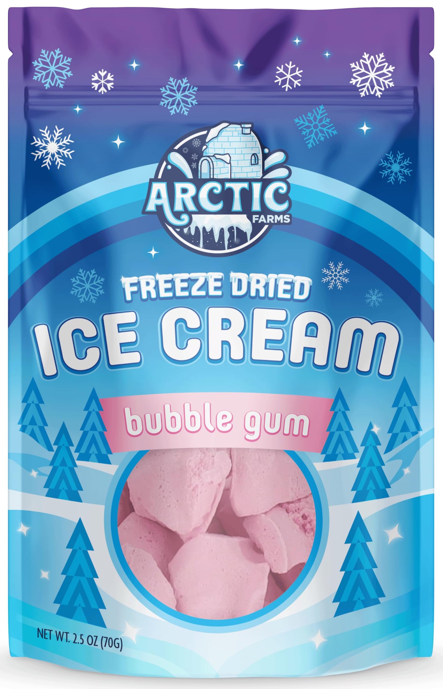 Arctic Farms Freeze Dried Ice Cream Bits Bagged And Boxed - Does Not Melt (Bubble Gum) (2.5Oz)