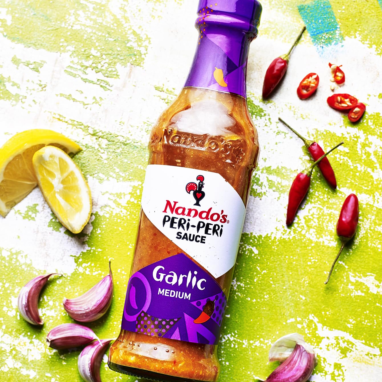 Nandos PERi PERi Garlic Sauce - Spicy Sauces, Seasoning or Marinade for Wings, Meat, Fish or Veg - Non-GMO, No MSG, Gluten Free