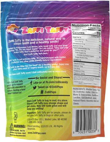 Zollipops Clean Teeth Taffy Anti-Cavity Candy 3 Oz - Delicious Taffy With Dental Health Benefits