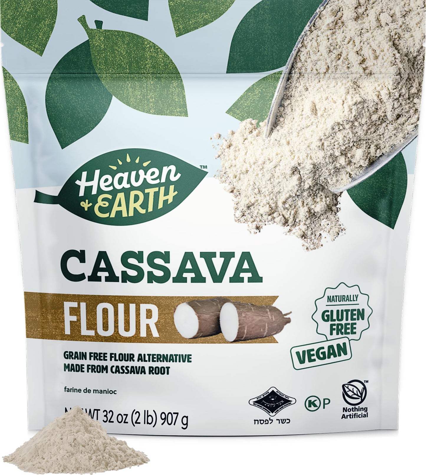 Heaven & Earth Cassava Flour, 2lb Bag | Gluten Free and Grain Free Flour for Baking | Non GMO Verified | Paleo Flour | Vegan | W