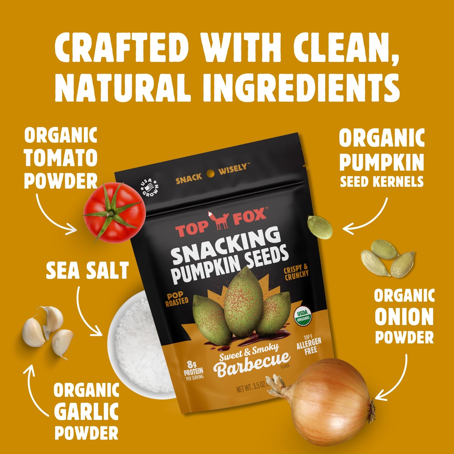 Top Fox Snacks BBQ Pumpkin Seeds to Eat (Barbecue, 3.5 oz - 6 Pack) - Gluten Free Snacks, Healthy Protein Snacks, Keto Friendly