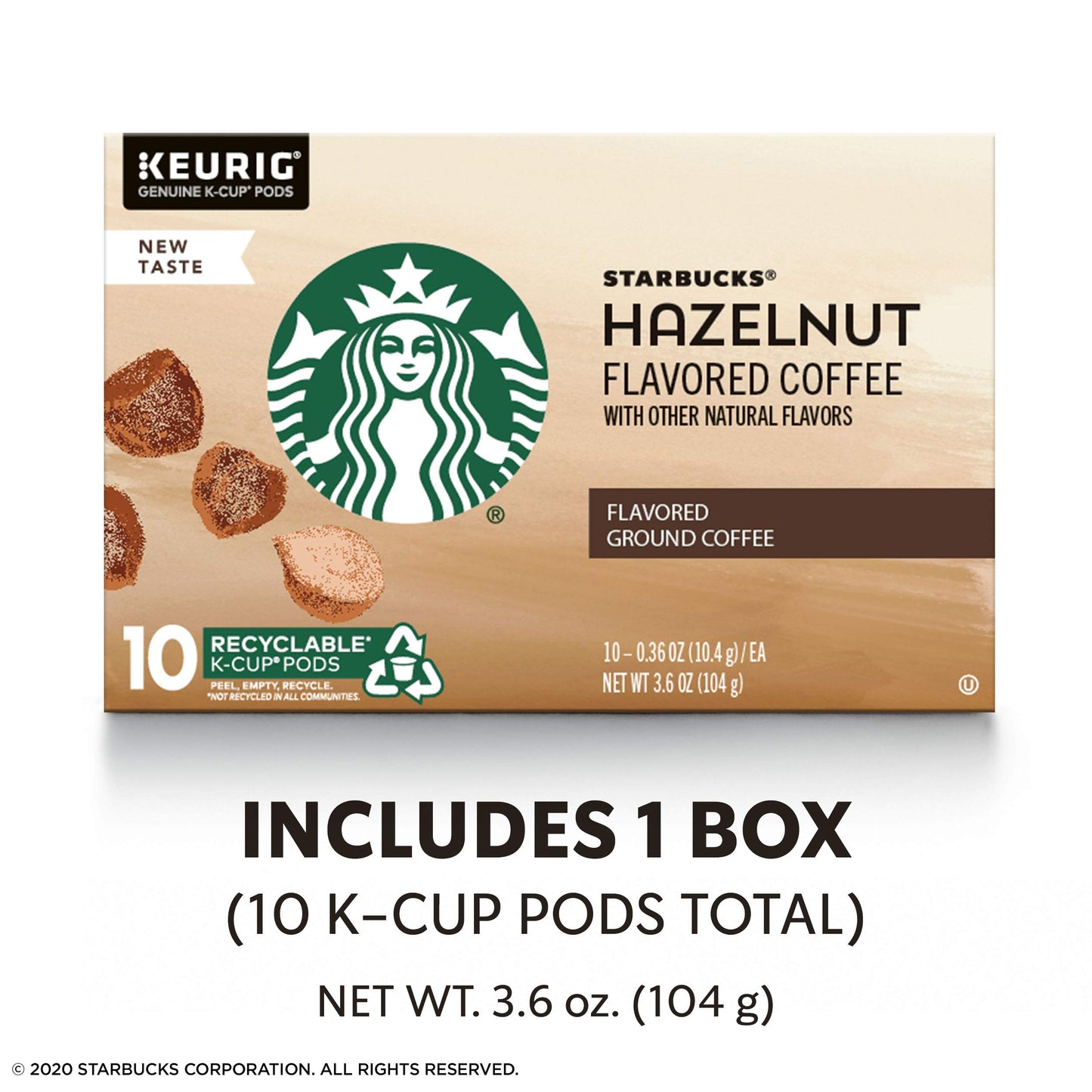 Starbucks K-Cup Coffee Pods - Hazelnut - 10 Count (Pack of 1) - Compatible with Keurig malt-inspired