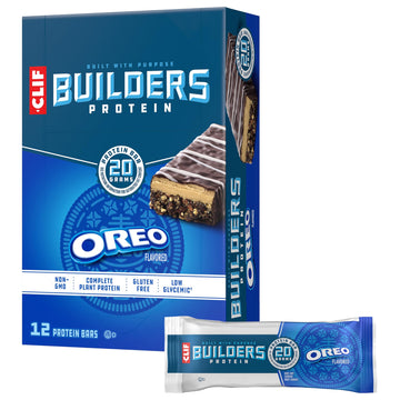CLIF BUILDERS Protein Bars - OREO-Flavored - 20g Plant Based Protein - Gluten Free - Non-GMO - Low Glycemic - No Artificial Swee
