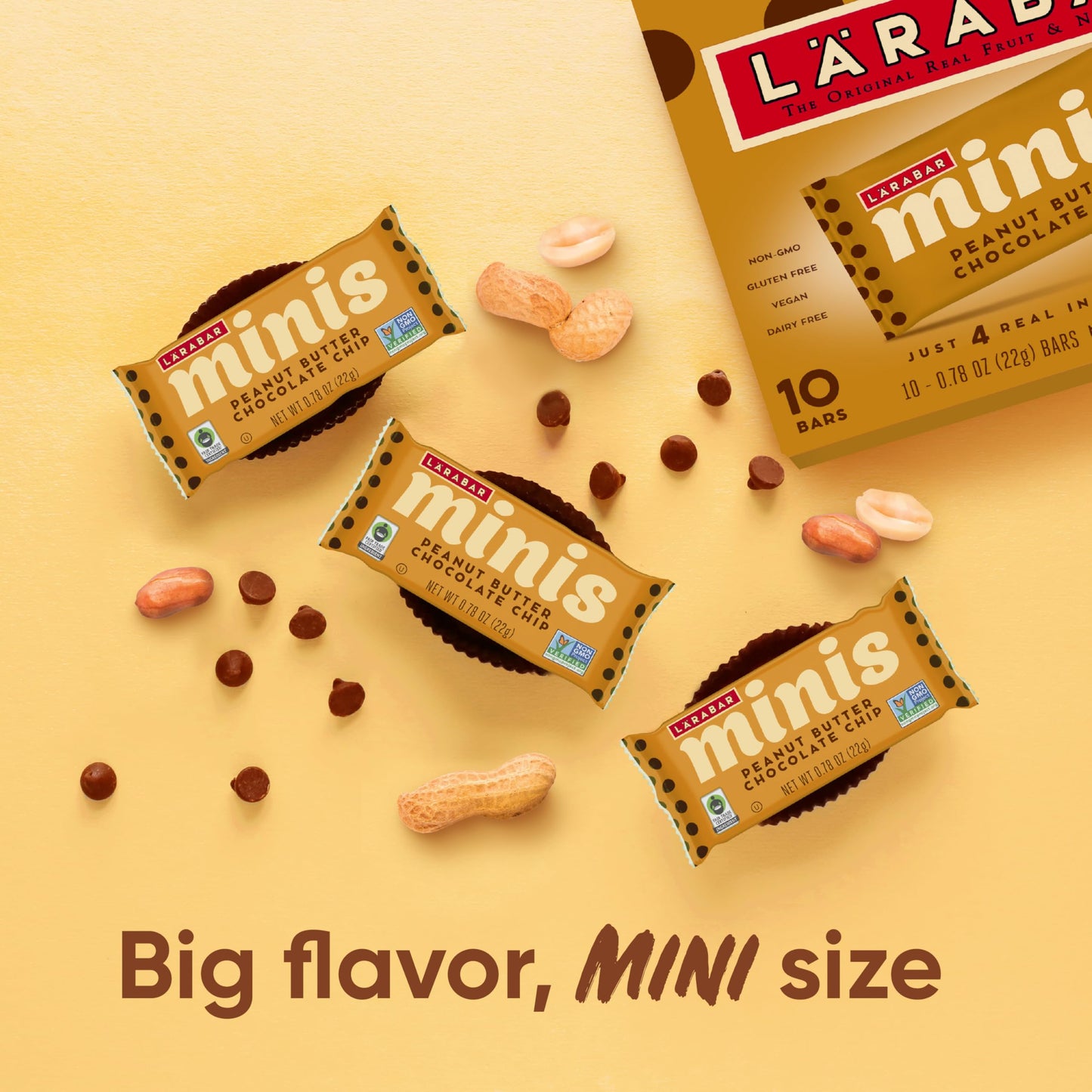Larabar Peanut Butter Chocolate Chip Mini Bars, Gluten Free Vegan, 10 ct