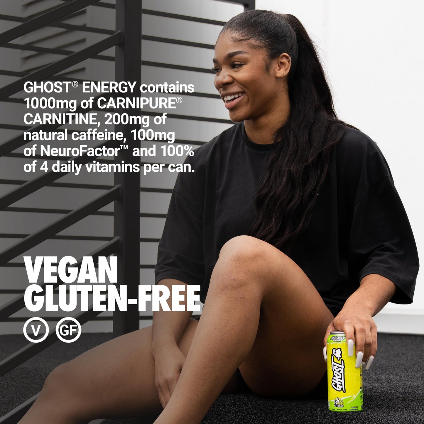 GHOST Energy Drink - Citrus Flavor, 12-Pack of 16oz Cans - Gluten-Free, Vegan, 200mg Natural Caffeine