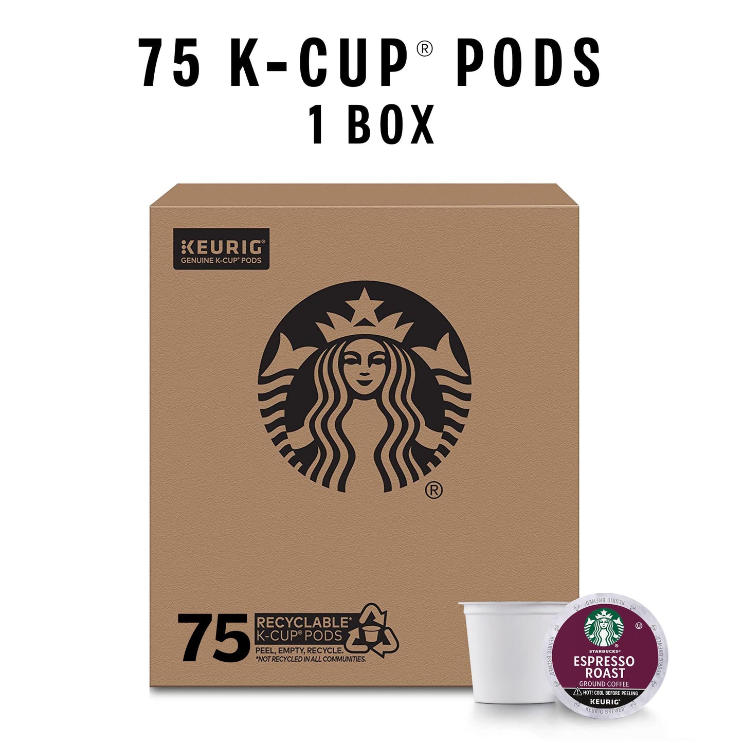 Starbucks K-Cup Coffee Pods, Dark Roast Espresso, 100% Arabica, 75 Pods