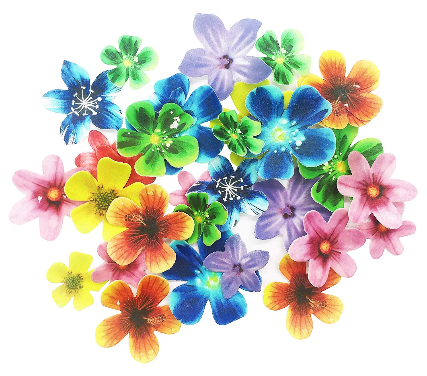 Set Of 30 Edible Cupcake Toppers Christmas Cake Topper Wedding Cake Birthday Party Food Decoration Mixed Size & Colour (Flower)