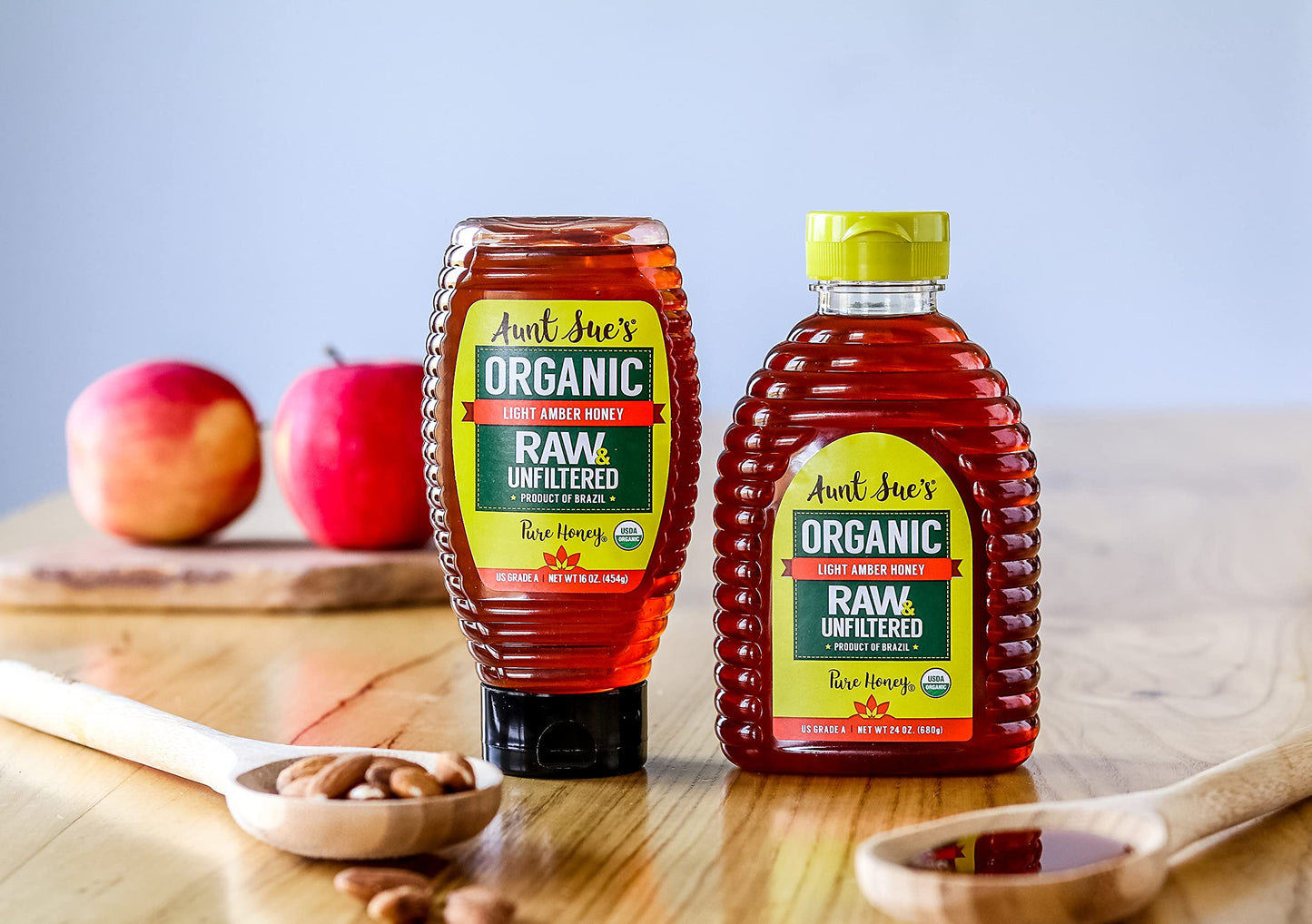 Aunt Sue'S Raw & Unfiltered Organic Honey, 16 Ounce (1 Lb) From Brazil, Strained Pure Honey