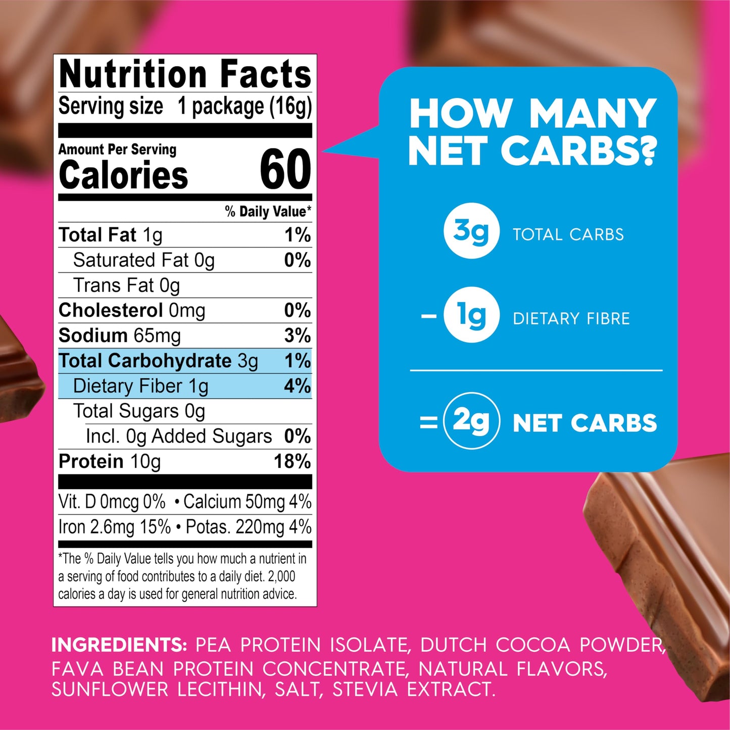 Simply Desserts Chocolate Protein Powder, Sugar-Free, 6-Pack - Plant-Based Protein Boost for Vegan Puddings, Baked Goods, Shakes