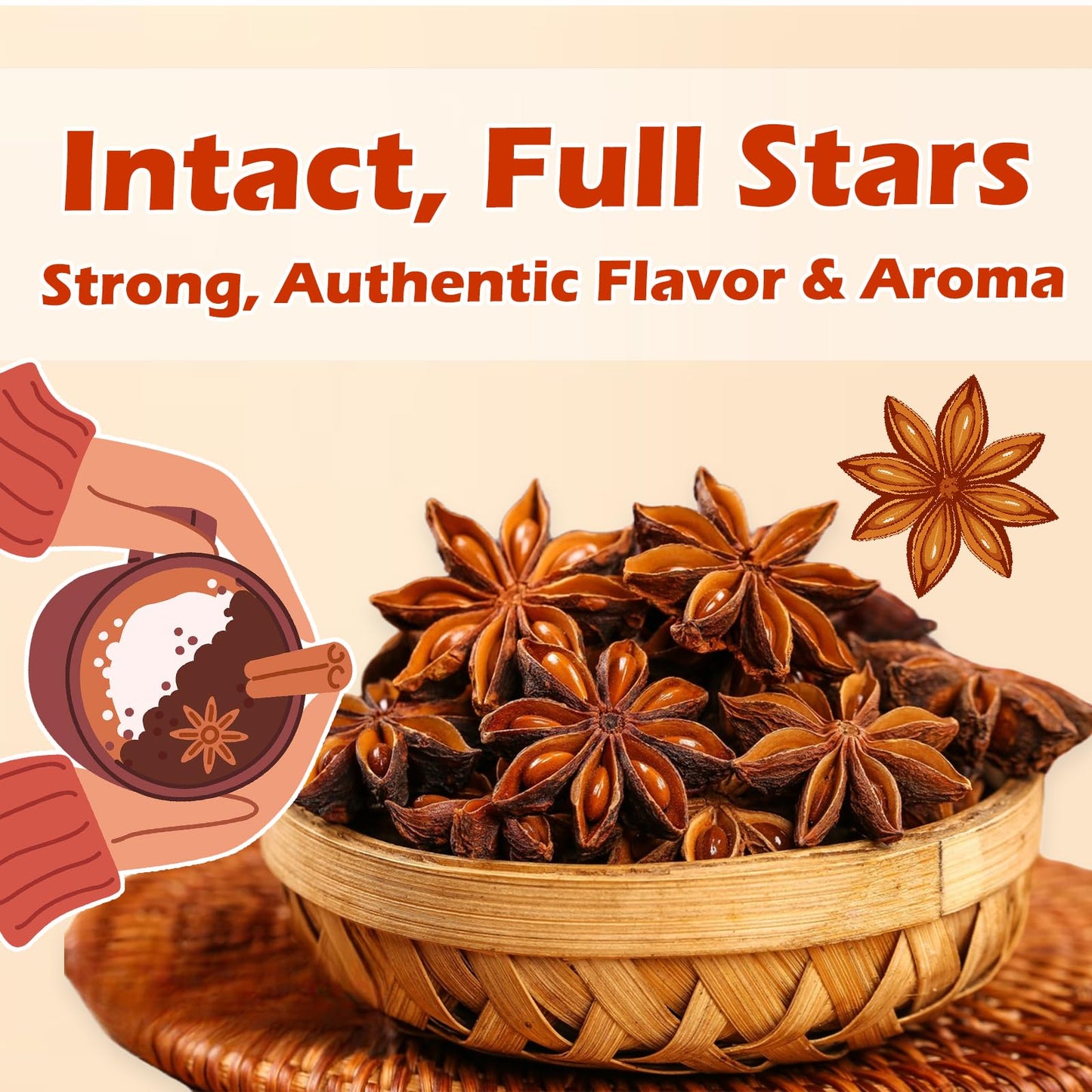 SYZJMWDY Premium Cinnamon Sticks, Star Anise & Bay Leaves Variety Pack - 3 Packs, 5.64oz Aromatic Spices for Cooking, Baking, Tea