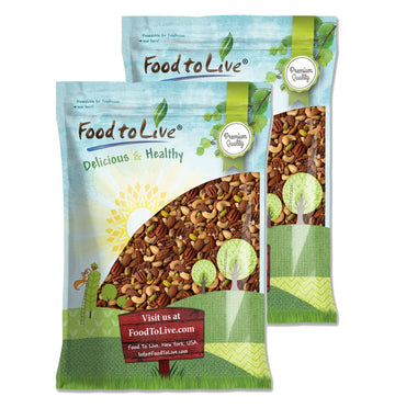 Food To Live Enhanced Four Nuts Mix, 16 Pounds – A Blend Of Dry Roasted Pistachios, Almonds, Pecans, Cashews, And Almonds With Himalayan Salt, Protein Rich Trail Mix, Healthy Vegan Snack, No Oil Added