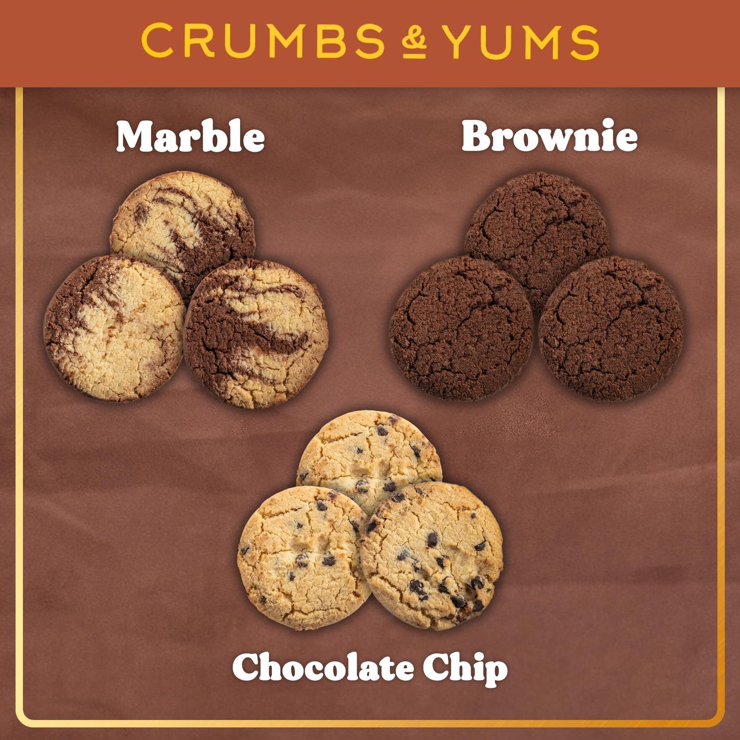 Cookies Gift Basket - Gourmet Assorted Cookies Tin With Marbel, Chocolate Chip And Brownie Flavors - Assorted Food Gift Box For