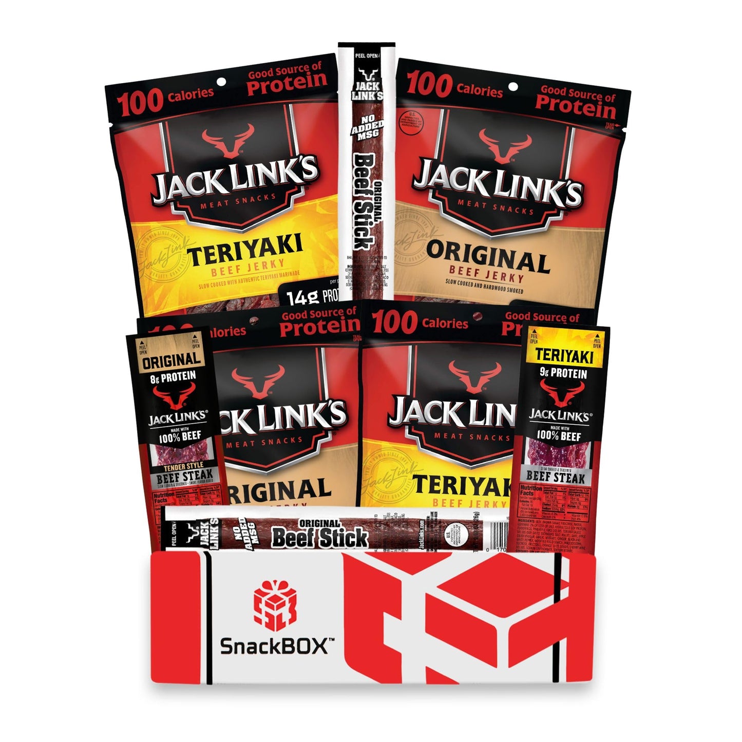 Jack Link's Beef Jerky Care Package Variety Pack | Gift Basket | Snack BOX (8 Items) Halloween, Final Exams, Graduation, Birthda