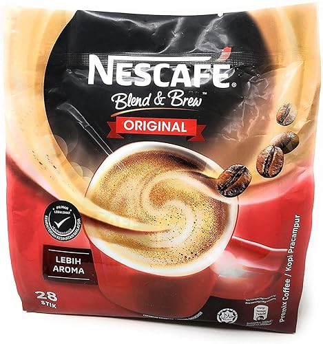 Nescafé 3 in 1 Instant Coffee Sticks - Original Flavor, 28 Count, Imported from Malaysia