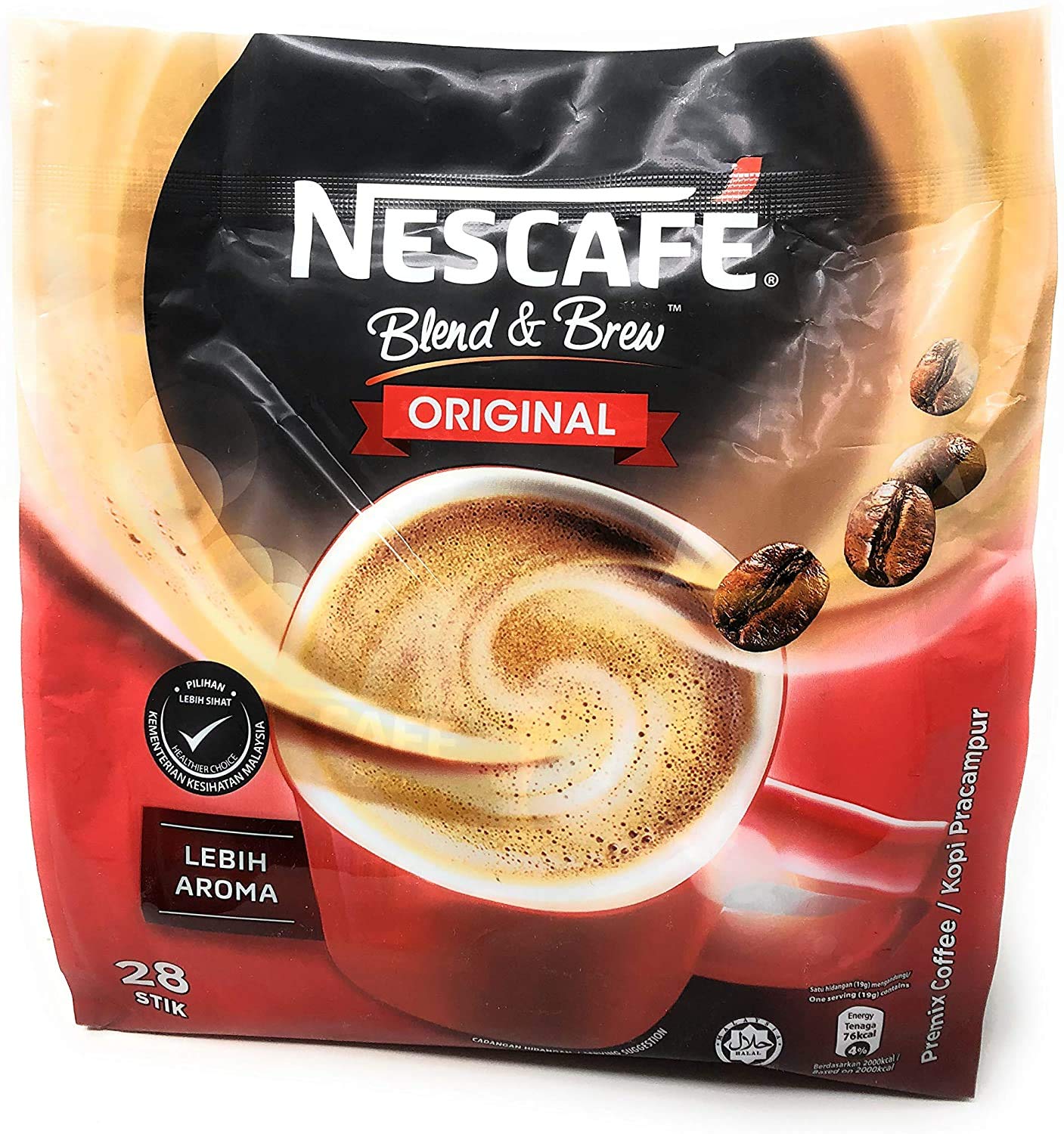 Nescafé 3 in 1 Instant Coffee Sticks - Original Flavor, 28 Count, Imported from Malaysia