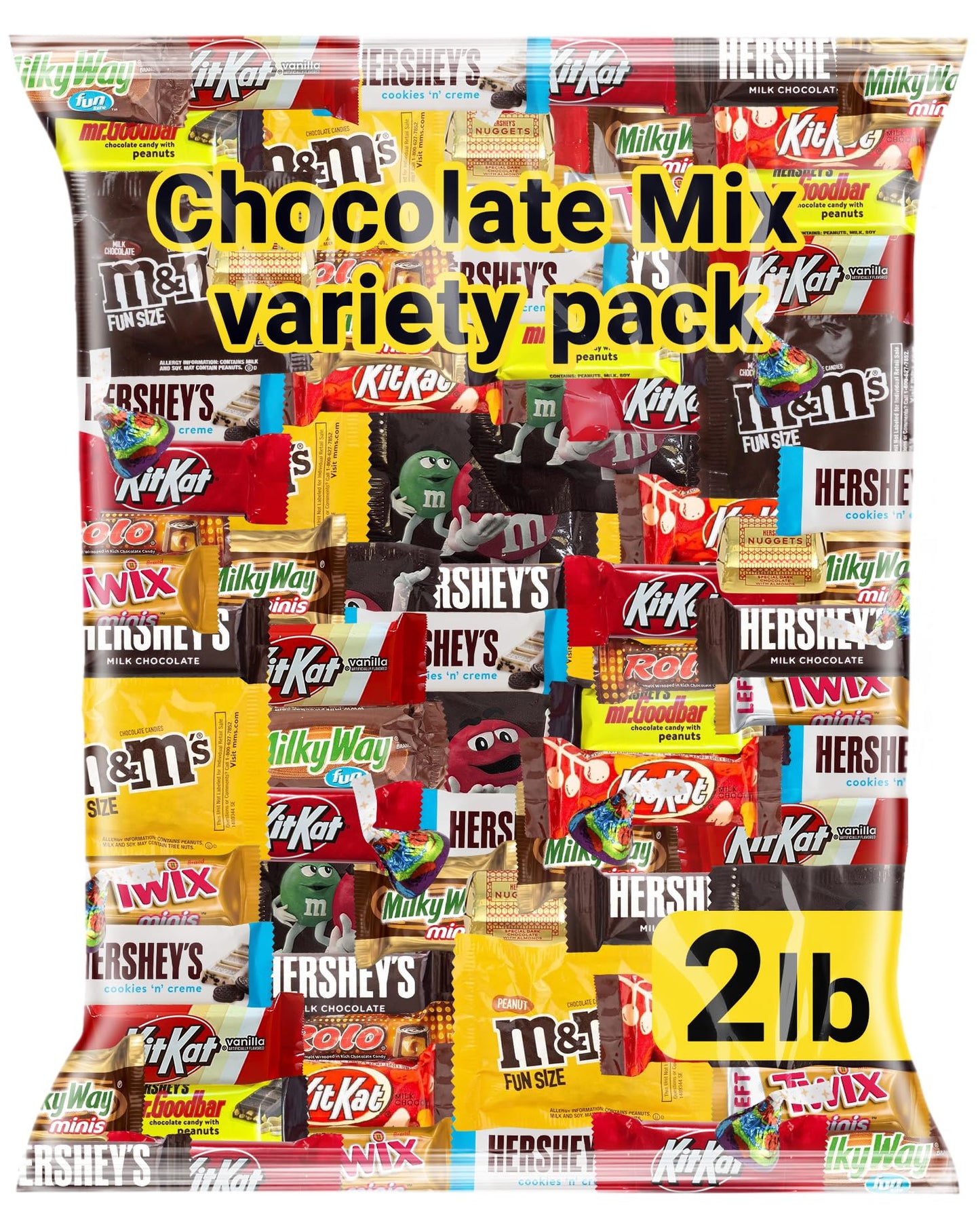 Chocolate Assorted Bulk Candy Variety Pack 2lb - Mini Chocolate Bars, Milk & Dark Chocolate Mix - Individually Wrapped Bulk Cand