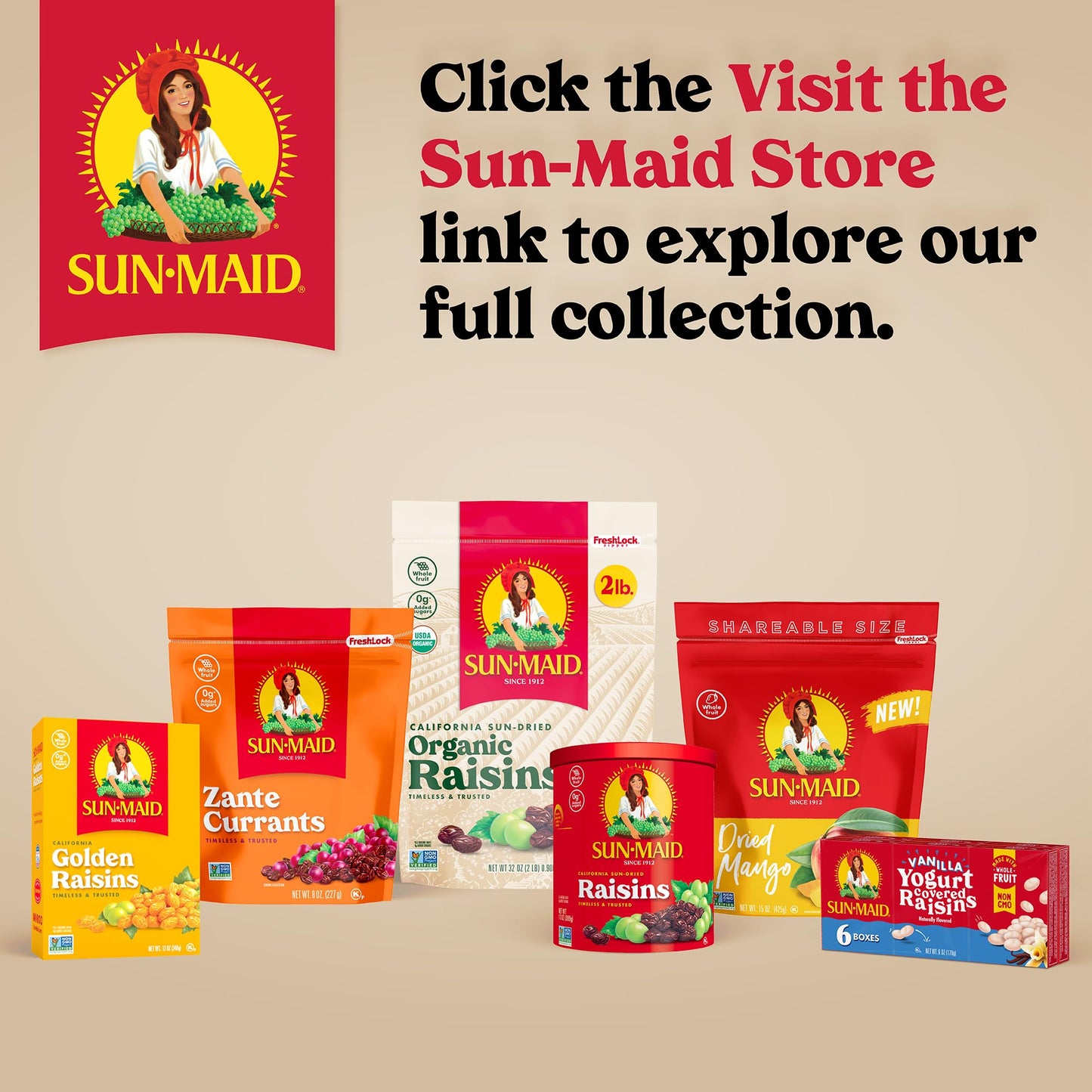 Sun-Maid California Sun-Dried Whole Pitted Prunes - (4 Pack) 7 oz Resealable Bag - Dried Plums - Dried Fruit Snack for Lunches,