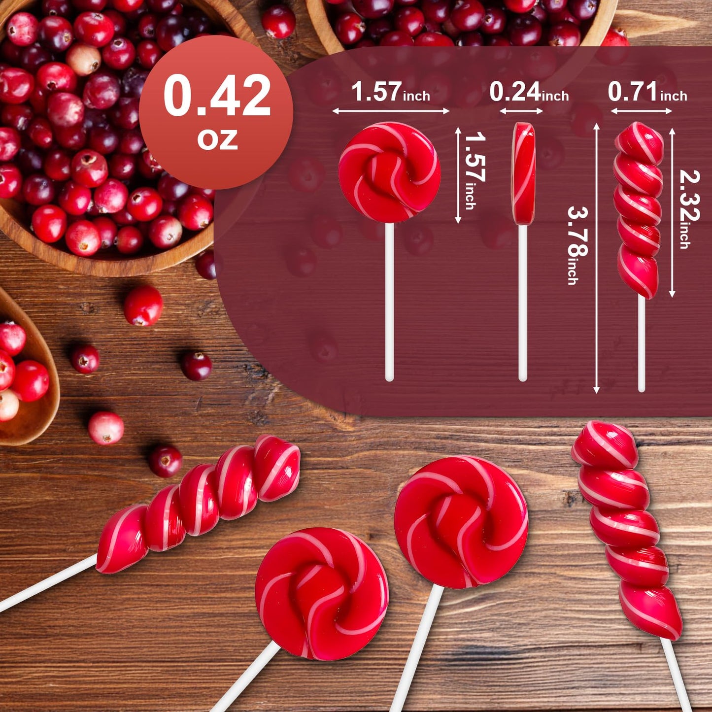 ZOFIA SWEET Suckers Lollipop, 32 Count, Red and White Twist and Swirl, Allergy Friendly, Natural Dyes and Flavors, Model HLWQYT-N-RW