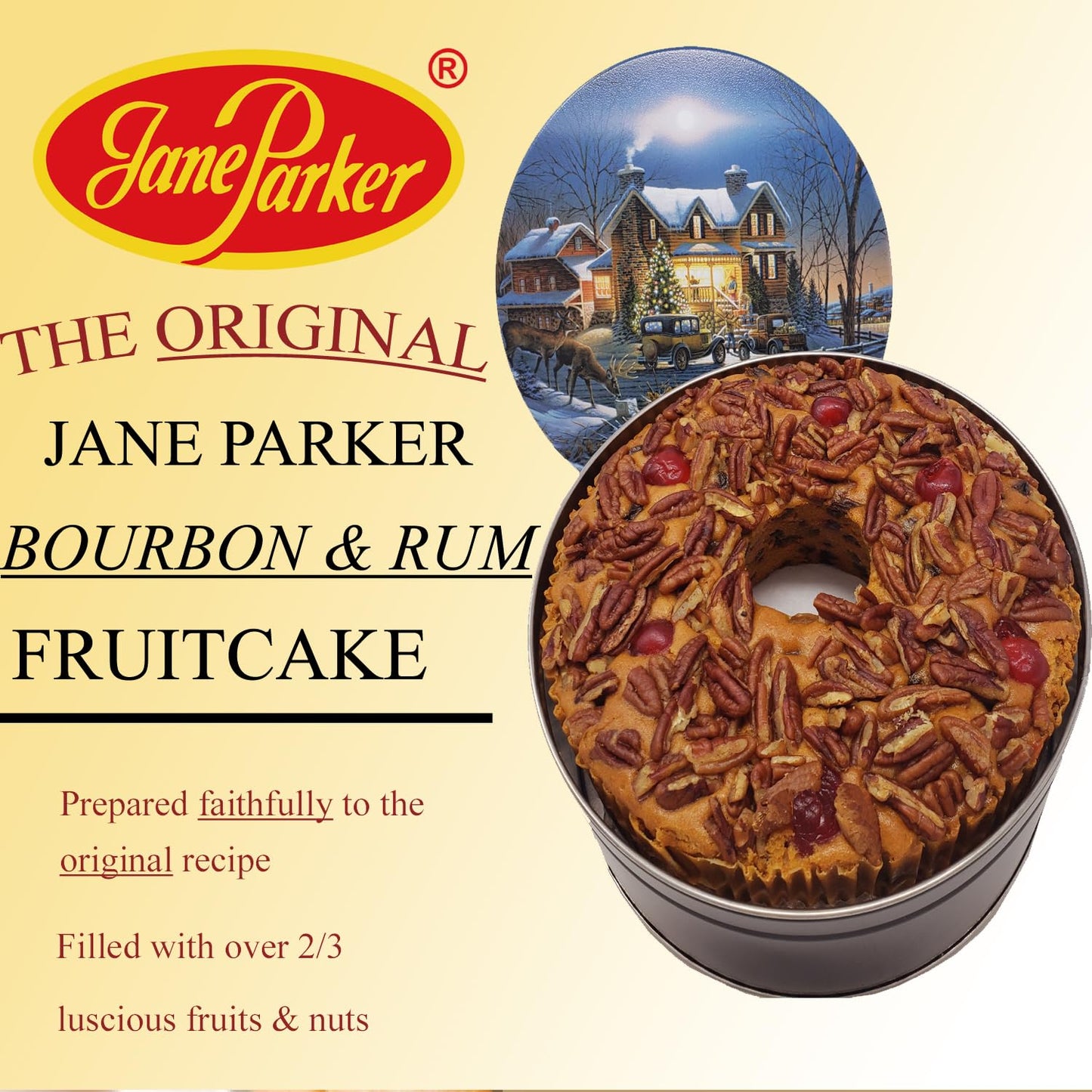 Jane Parker Fruitcake Holiday Cake, 48 Ounce in Collectible Tin, Perfect for Christmas Celebrations
