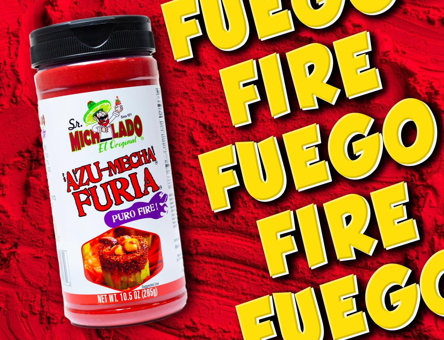 Fuego Powder Dust, Sr. Michelado Hot Chilli Lime 285G. Perfect For Potato Chips, Wing Seasoning, Popcorn, Corn, Fruit. And Chamo