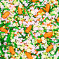 Edible Easter Sprinkles For Cake Decorating, Edible Carrot Sprinkles, Round Sprinkles, And Jimmy Spring Sprinkles For Easter Car