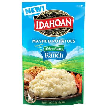 Idahoan Mashed Potatoes seasoned with Hidden Valley Original Ranch, 4 oz (Pack of 12)
