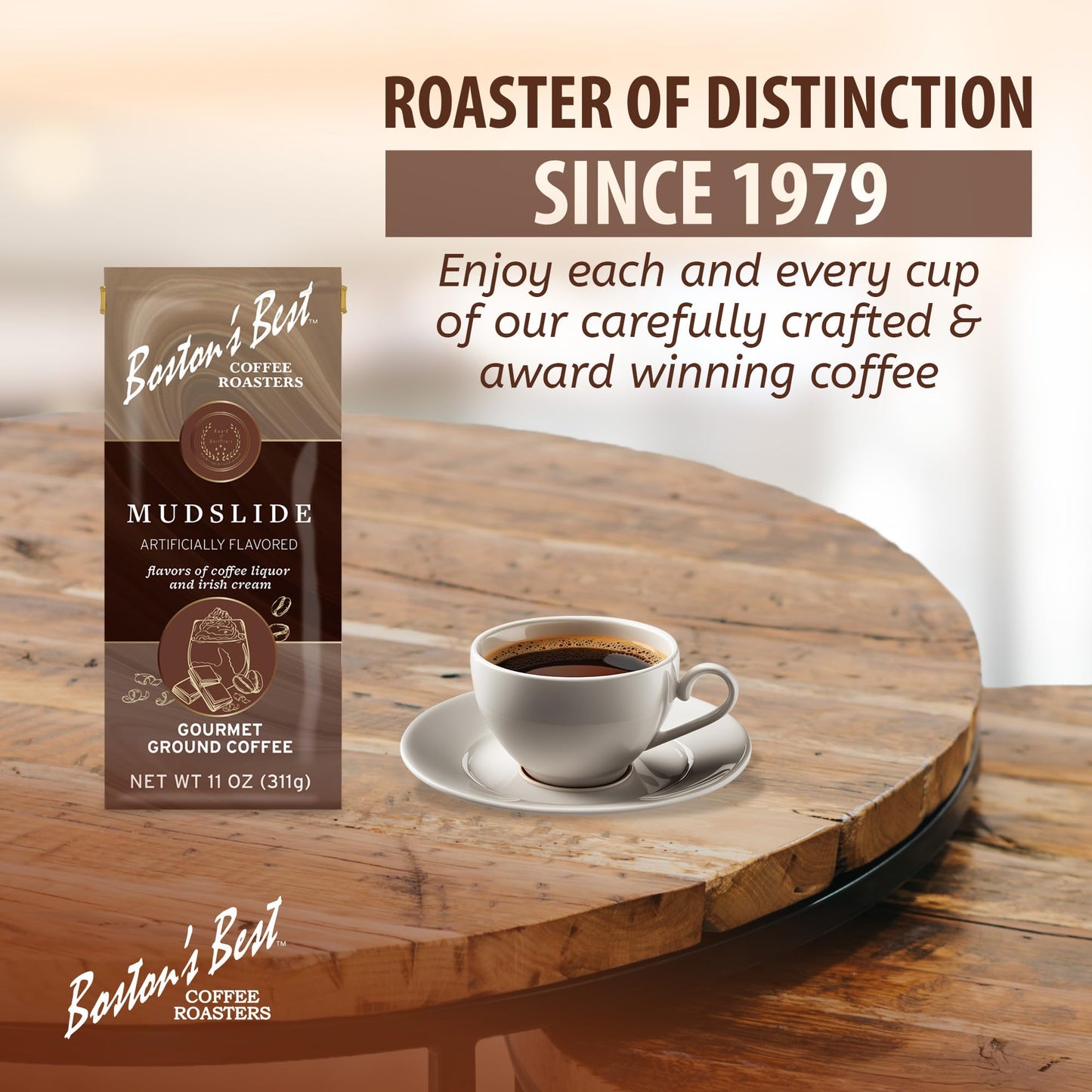 Bostons Best Gourmet Coffee - Mud Slide Flavor, Premium Ground, 11 oz Bag, Model 017809004672